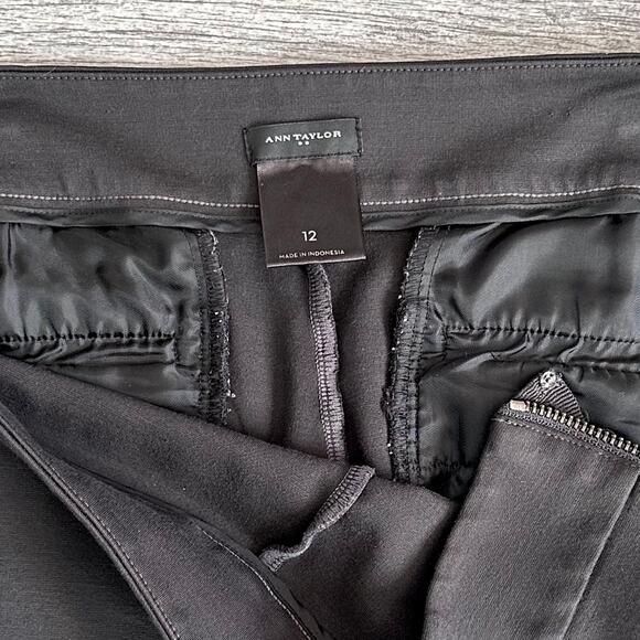 Ann Taylor Side Zip Knit Ankle Pant Womens 12 (34.5X27) High Rise Black Stretch - Picture 8 of 9
